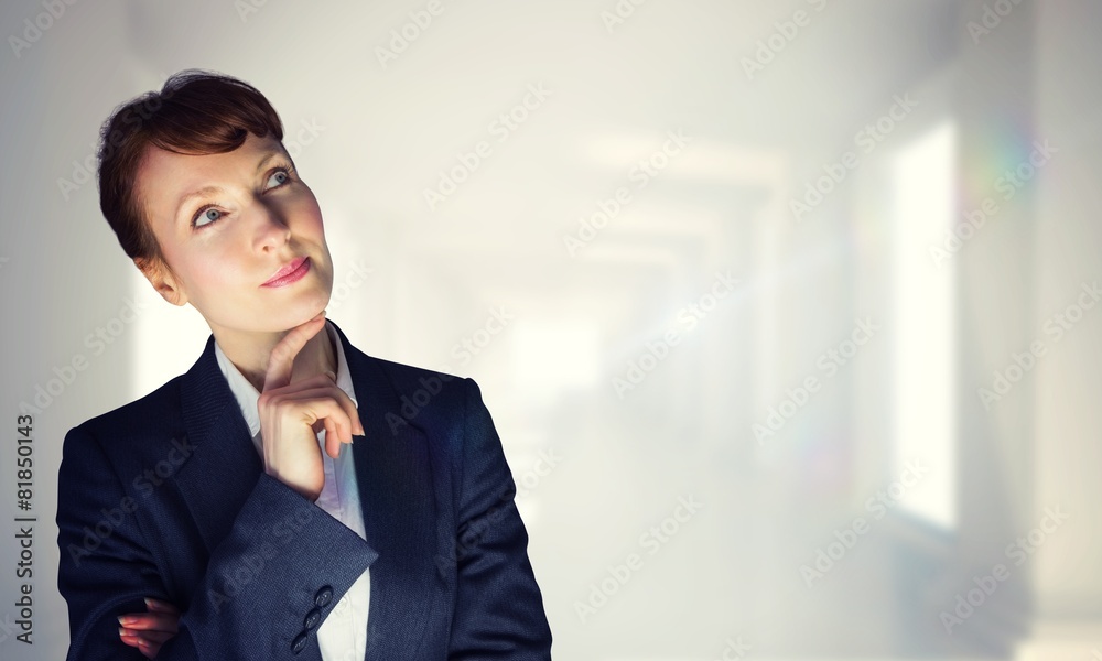 Composite image of thinking businesswoman Composite image of thinking businesswoman