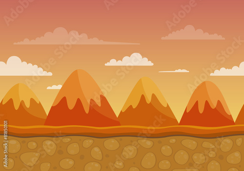 Vector Unending Landscape Background with Mountains