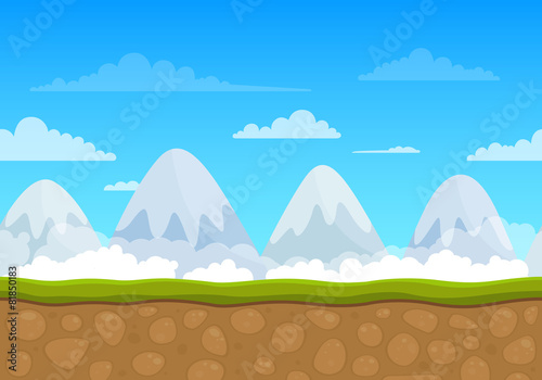 Vector Unending Landscape Background with Mountains