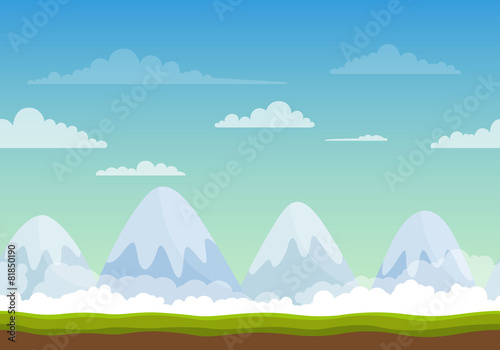 Vector Unending Landscape Background with Mountains
