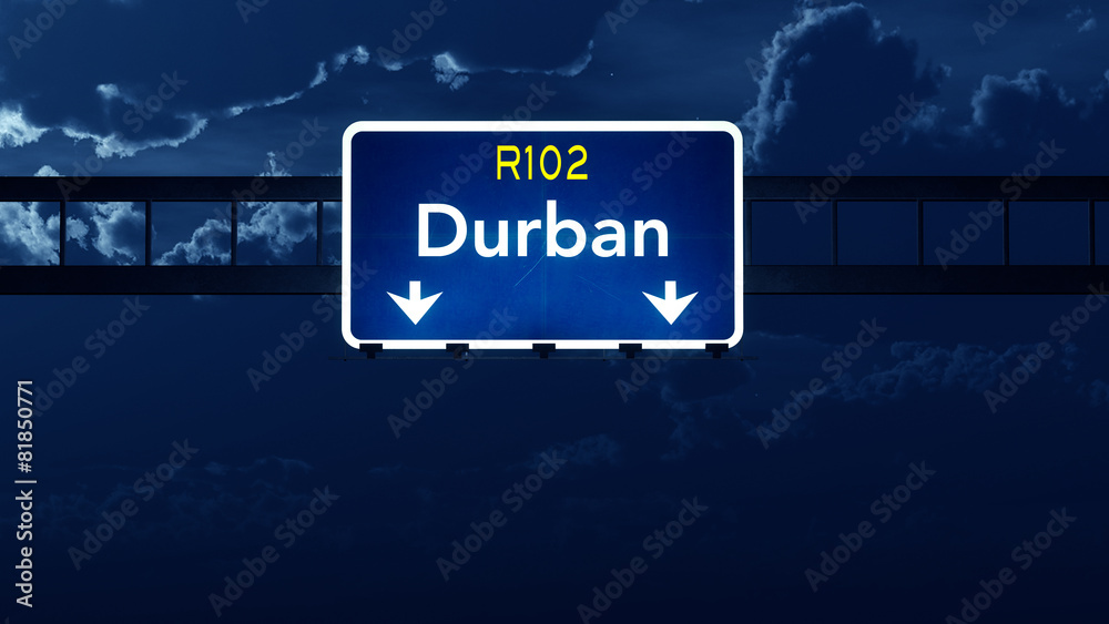 Durban South Africa Highway Road Sign at Night
