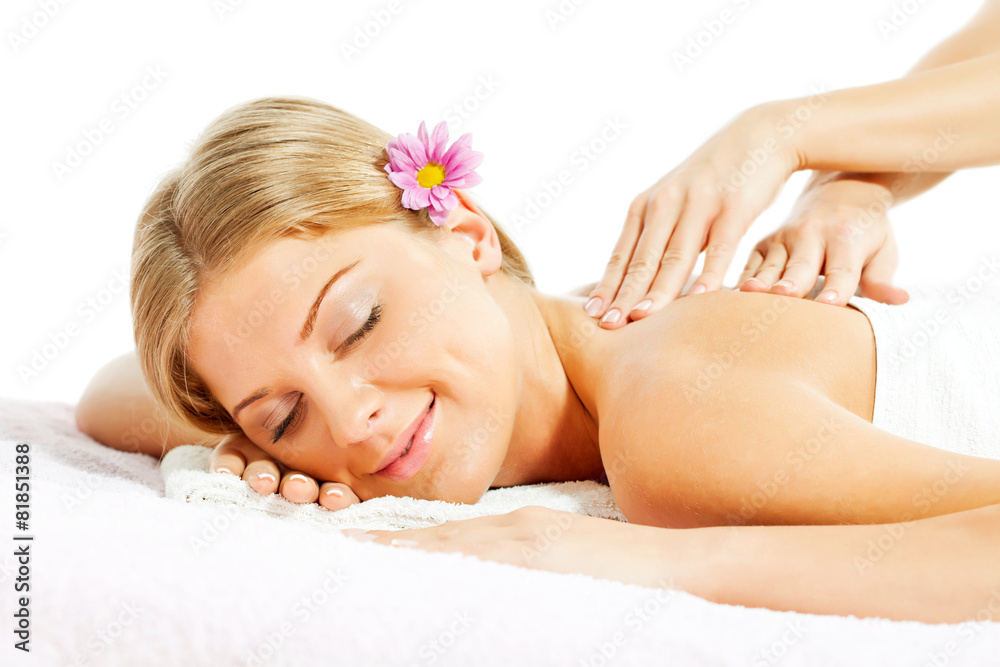 Young woman having massage on spa treatment