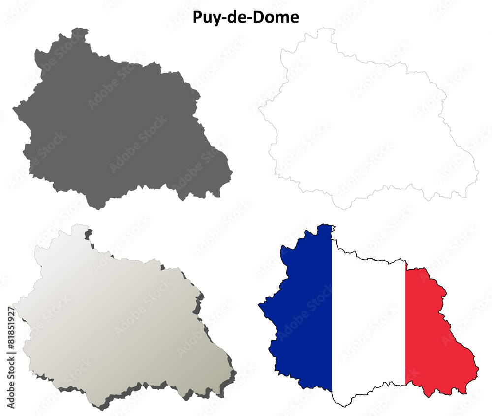 Puy-de-Dome (Auvergne) outline map set