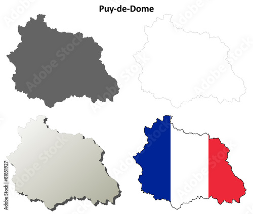 Puy-de-Dome (Auvergne) outline map set
