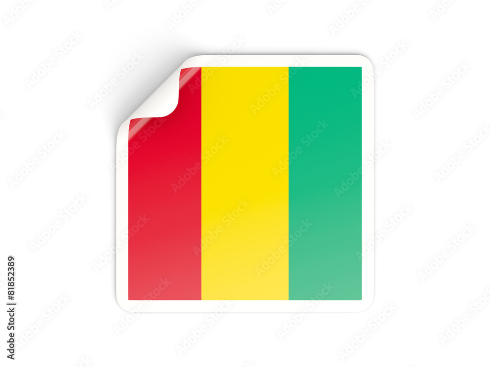 Fototapeta premium Square sticker with flag of guinea