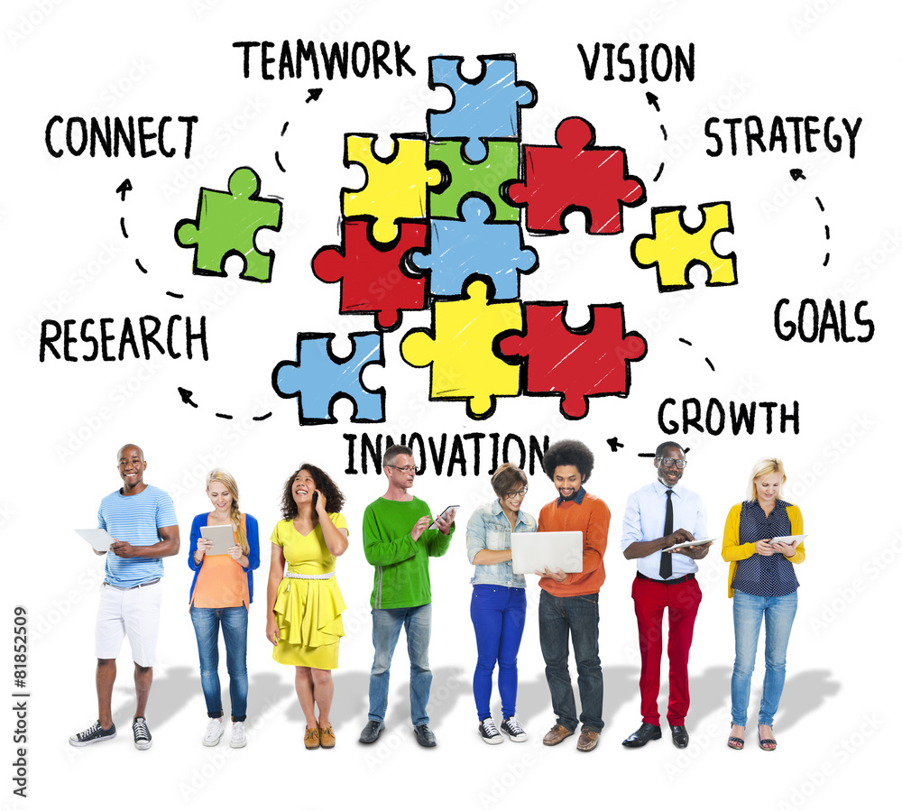 Obraz premium Teamwork Team Connection Strategy Partnership Support Puzzle