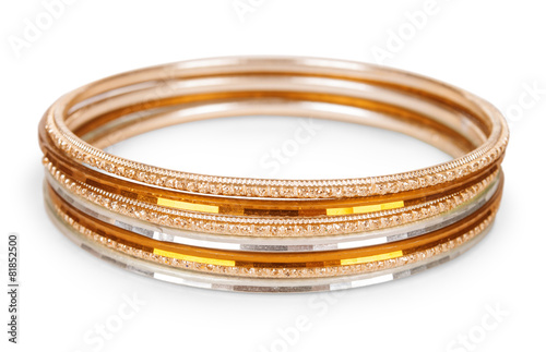 Canvas Print old vintage copper bracelet on isolated white background