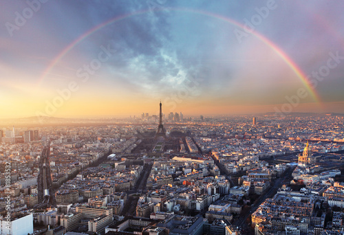 Paris with rainbow - skyline