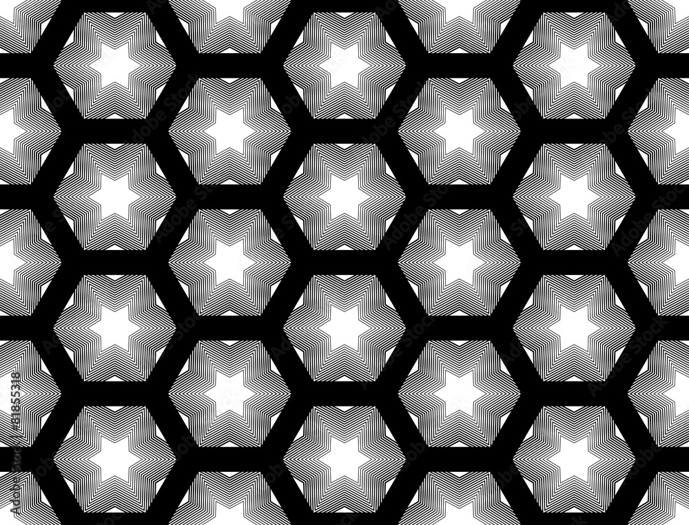 Design seamless monochrome star geometric pattern
