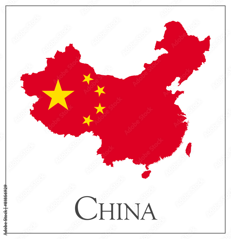 China flag map China flag map