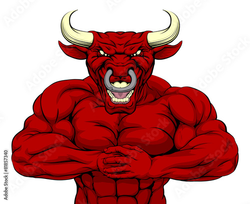 Strong Red Bull Mascot