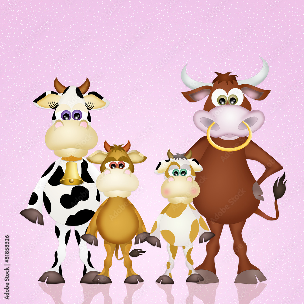 Obraz premium cows family
