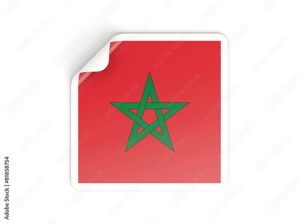 Square sticker with flag of morocco Square sticker with flag of morocco