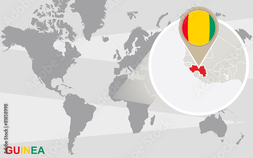 World map with magnified Guinea