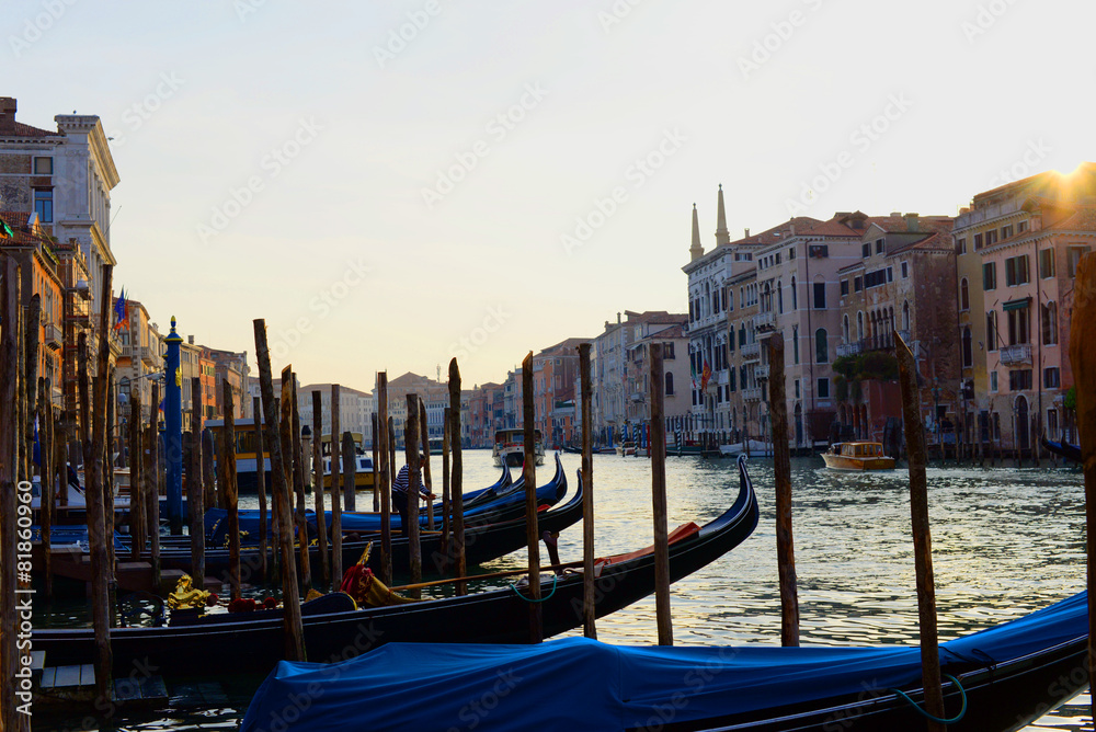 Gondola boats in Venice, Italy