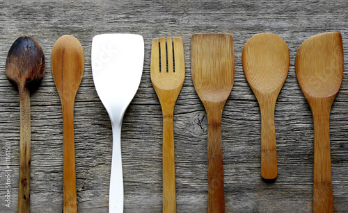vintage kitchen spatulas an spoons country board