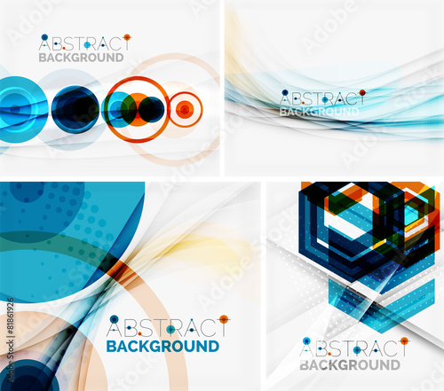 Set of abstract geometric backgrounds. Waves, triangles, lines