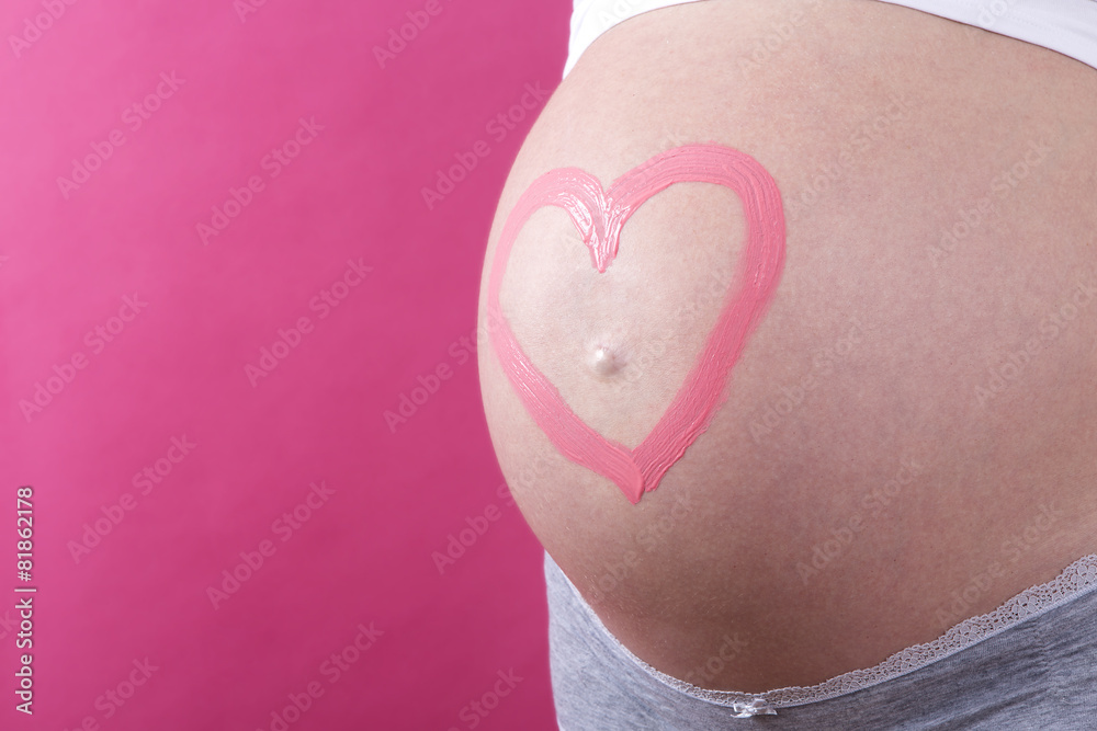 custom made wallpaper toronto digitalCloseup of a pregnant woman with pink heart on her belly