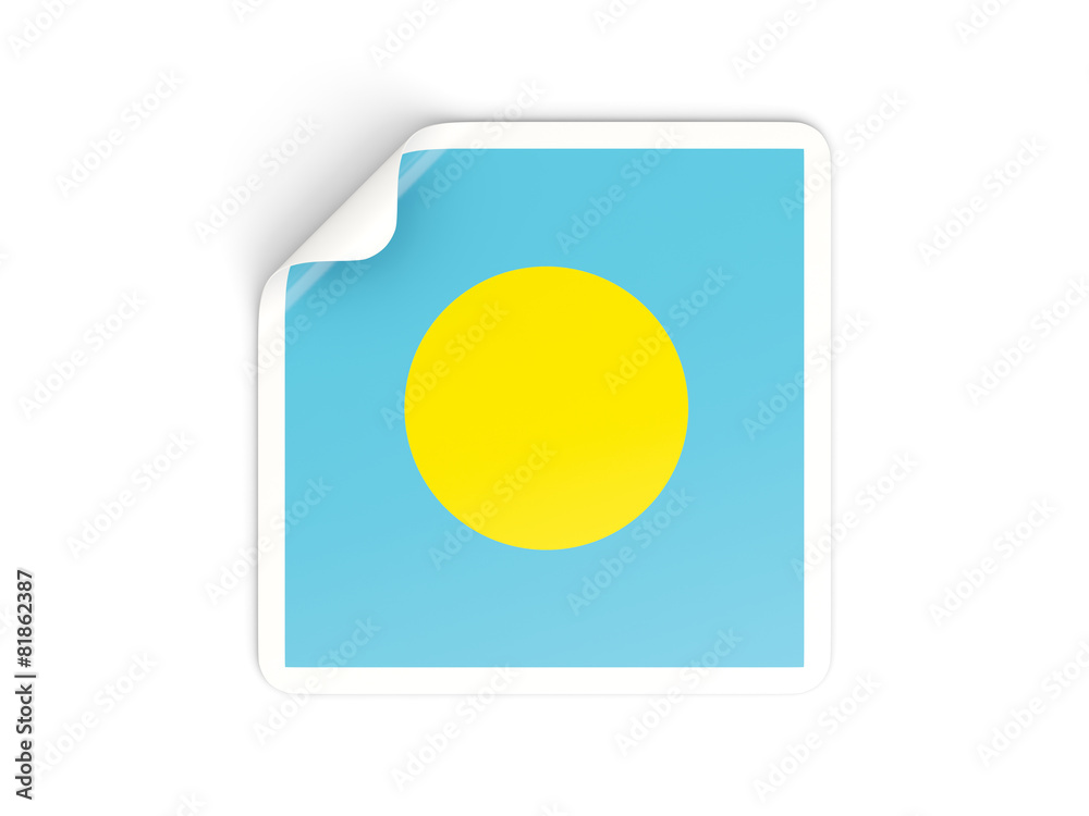 Square sticker with flag of palau