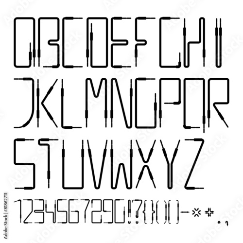 Vector Latin alphabet from the audio cables