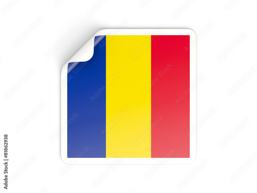 Fototapeta premium Square sticker with flag of romania
