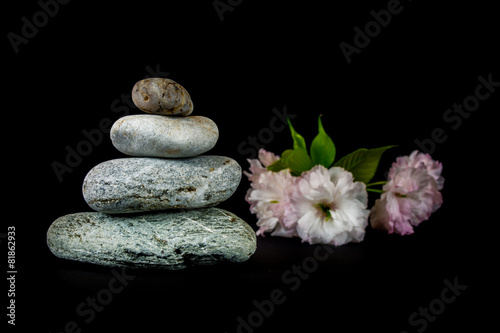 Stones on black background