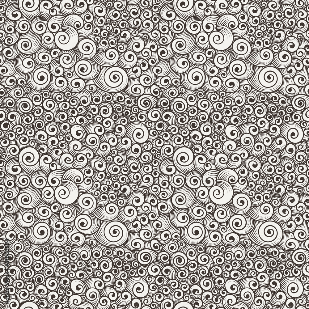 Vector seamless pattern of chaotic curls