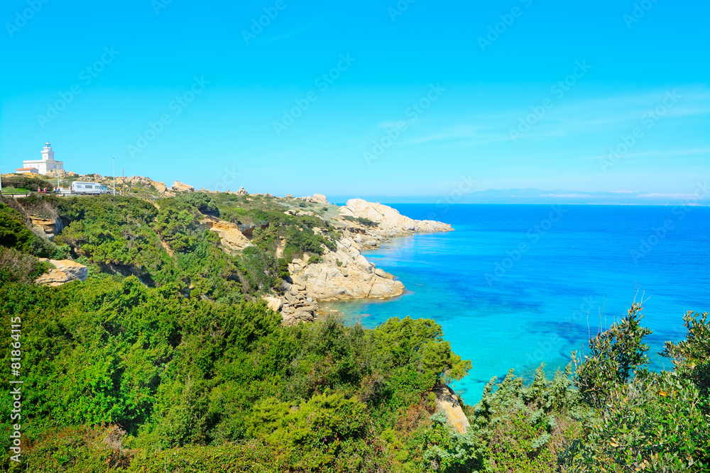 Capo Testa coastline on a clear summer day