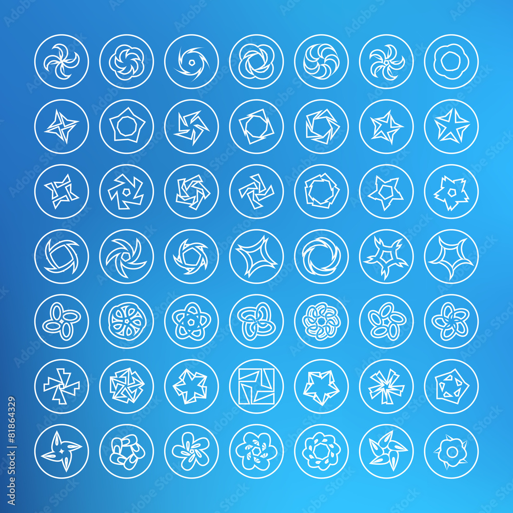 Set of vector icons of linear flowers Set of vector icons of linear flowers