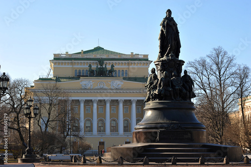 the monument to Catherine II and Alexandrinsky theatre in St. Pe photo