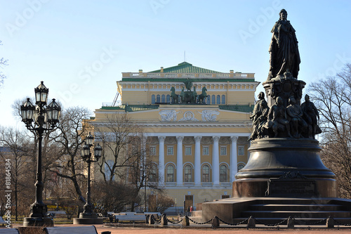 the monument to Catherine II and Alexandrinsky theatre in St. Pe photo