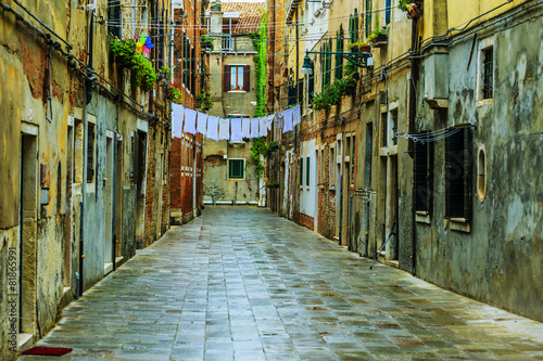 Venice, Italy - old street and historic tenements