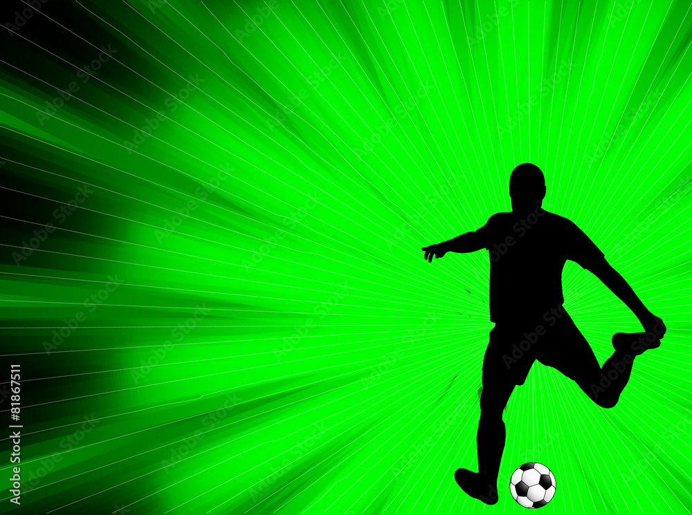 soccer player silhouette on the abstract background - vector