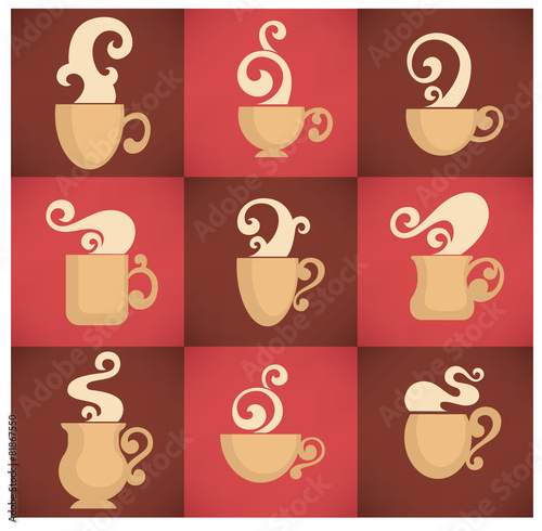 coffee and tea, vector cups collection