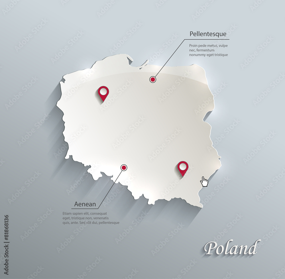 Obraz premium Polska mapa niebieski biały papier kartka wektor 3D