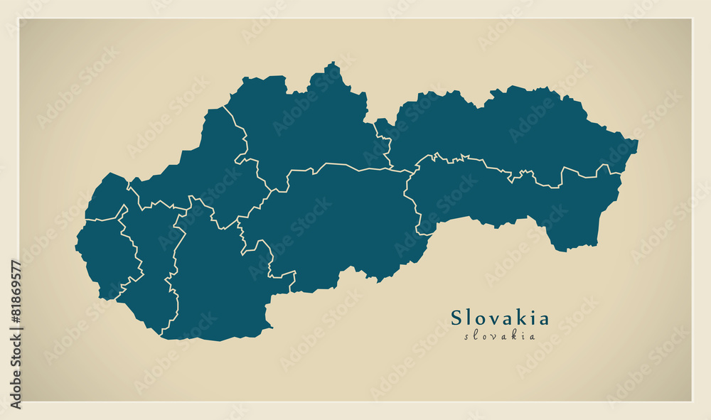 Modern Map - Slovakia with counties SK