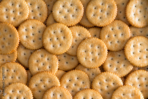 Salted Baked Round Crackers for Backgrounds