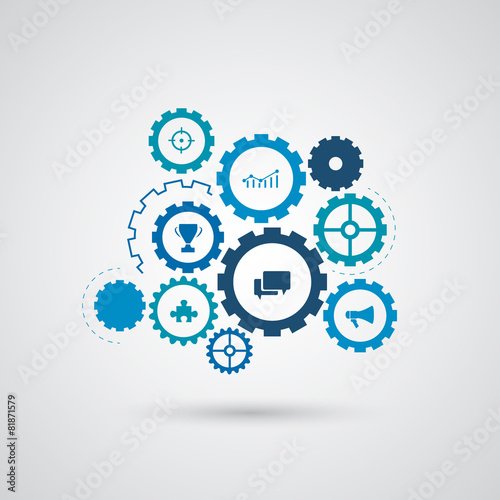 Infographic elements.Cogwheel gear - business concept wit icons