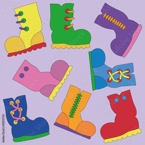 Set of Vector Bright Gumboots