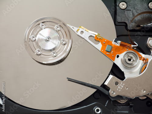 Computer hard disk drive inside