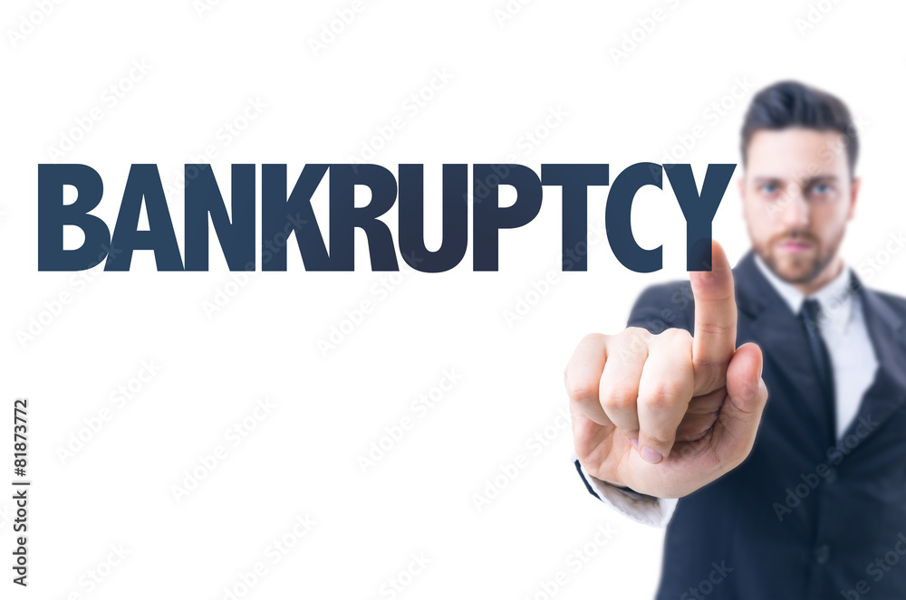 Business man pointing the text: Bankruptcy Business man pointing the text: Bankruptcy