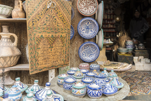 Traditional pottery shop in Fes
