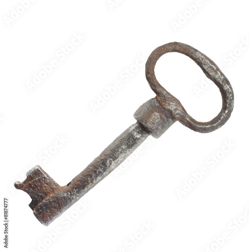 vintage metal key isolated on white background