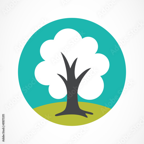 Vector logo design template. Green circle tree illustration. Gar