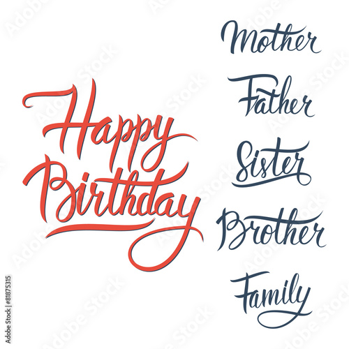 Happy Birthday lettering sign on white background.