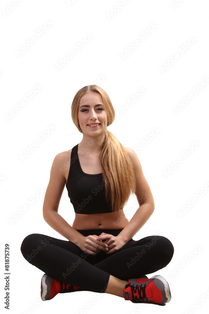 Fitness woman isolated on white