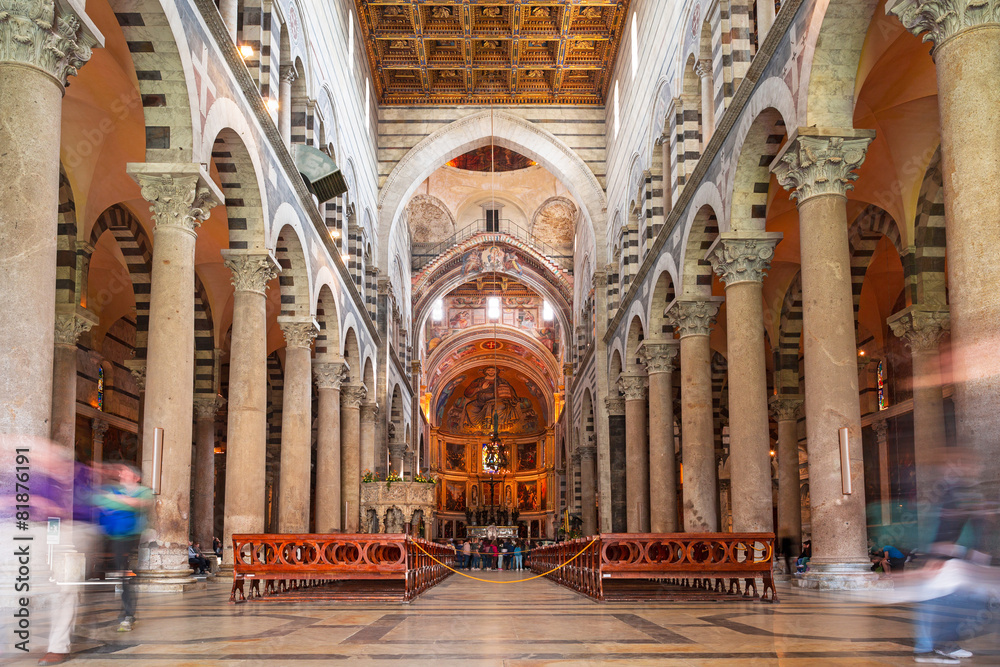 Interiors of Cathedral at the Leaning Tower of Pisa, Italy