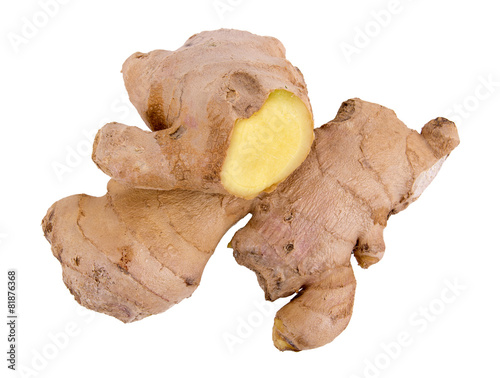 Whole ginger root isolated on white background