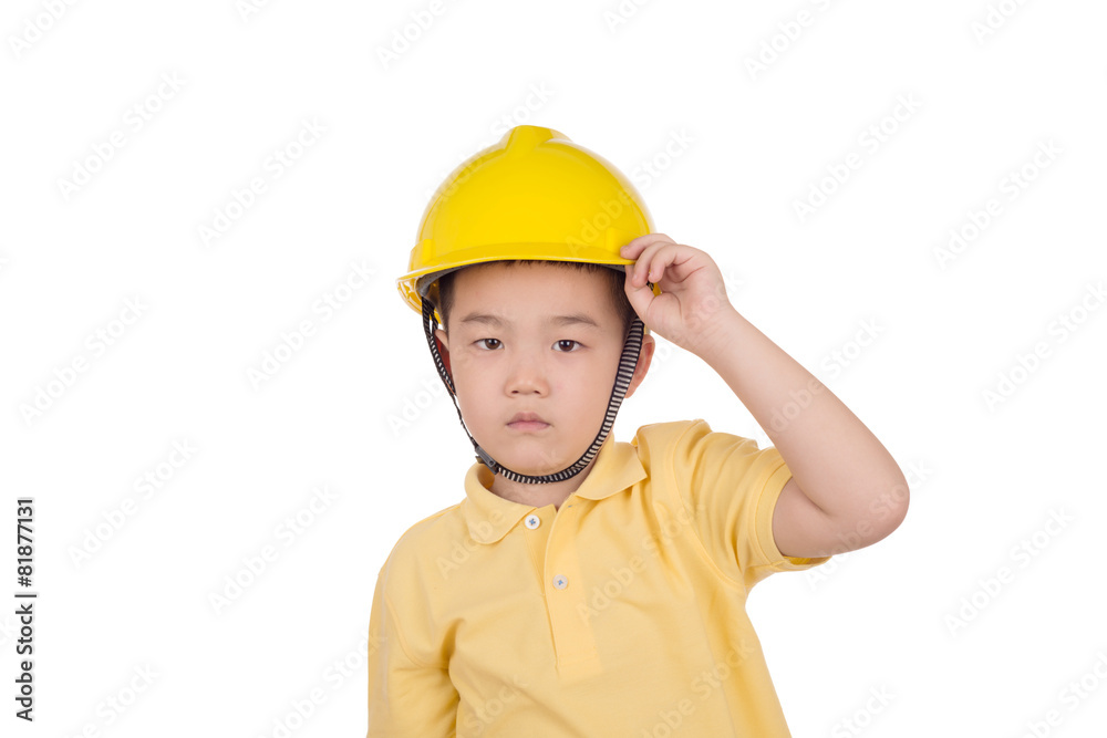 Adorable future architect over a white background Adorable future architect over a white background