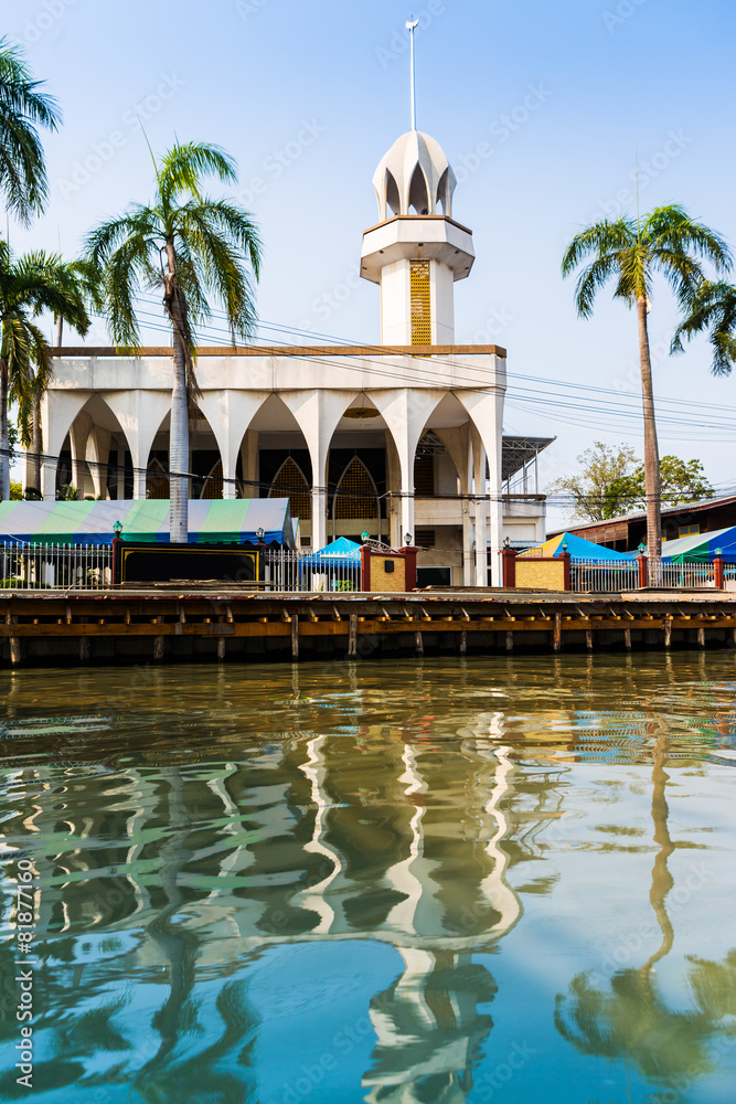 Malaysian mosque on the canal in Bangkok.